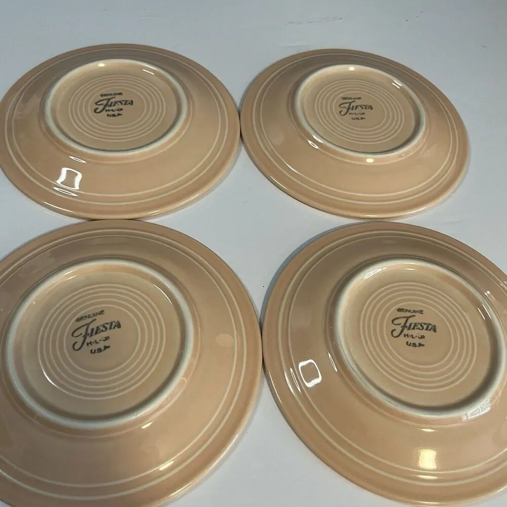 Fiestaware Apricot Salad Dessert Plates Set Of 4 Fiesta 7.25” 1st Quality EUC